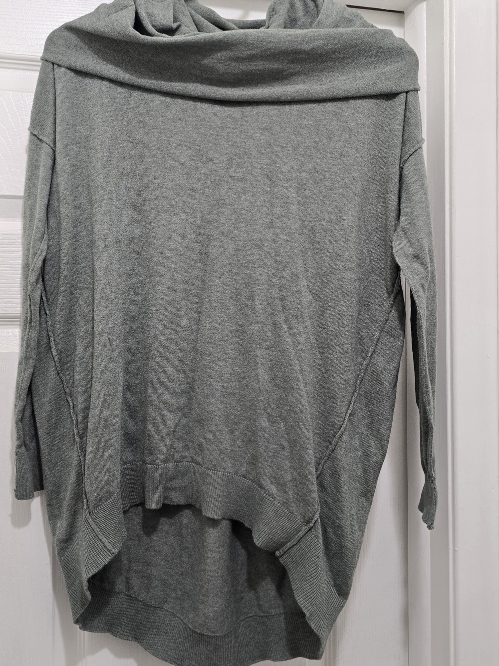 Kaisely Light Grey Off-Shoulder Draped Knit Sweater